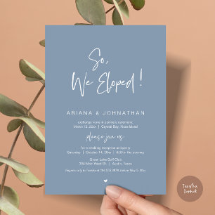 Vi Elope, Bröllop Elopement, i Dusty Blue Inbjudningar