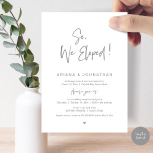 Vi Elope, Bröllop Elopement, i Mörk Grått Inbjudningar