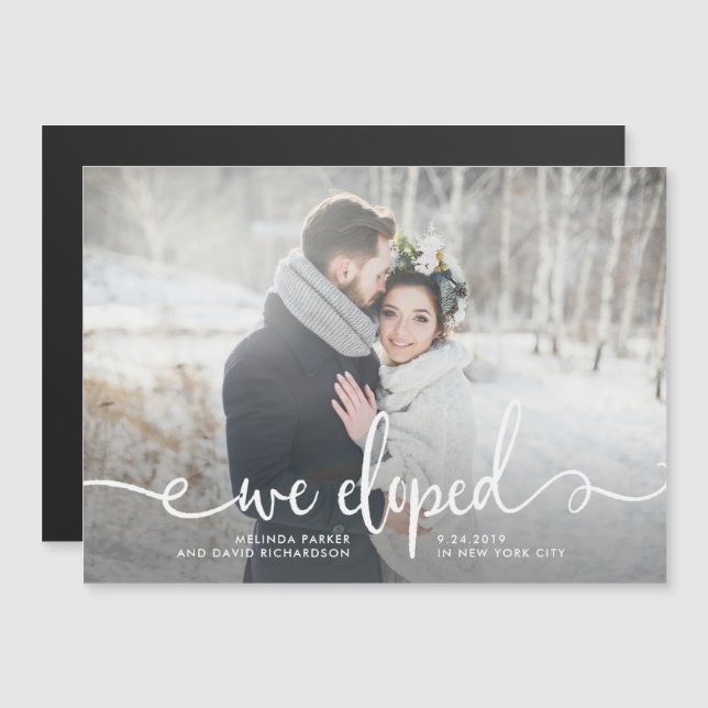 Vi Elope | Modern Rustic Photo Magnetisk Inbjudningskort (Fram/baksida)