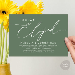 Vi Elope, Romantic Bröllop Elopement Party Inbjudningar