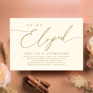 Vi Elope, Romantic Bröllop Elopement Party Inbjudningar