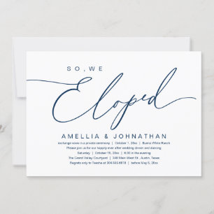 Vi Elope, Romantic Bröllop Elopement Party Inbjudningar