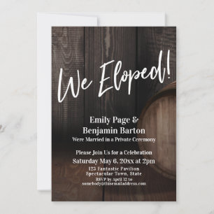Vi Elope! Rustic Wooden Barrel Reception Inbjudningar