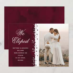 Vi Eloped Glitter Hearts Photo Elopement Nebula Inbjudningar