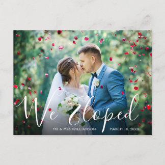 VI ELOPED | skriptmeddelande från bröllop Vykort