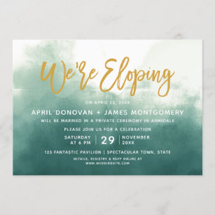 Vi Eloping borstar typografibröllopinbjudan Inbjudningar