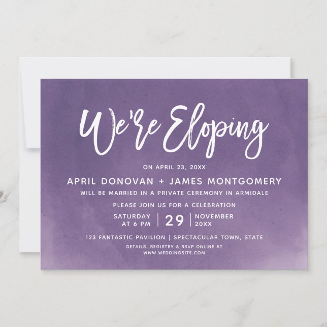 Vi Eloping borstar typografibröllopinbjudan Inbjudningar (Framsida)