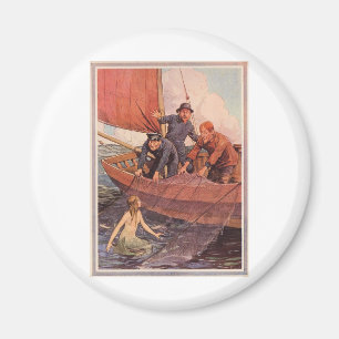 Vi fångade en sjöjungfru! Vintage Magnet