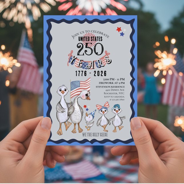 Vi Fåniget Geese 250:e Funny Firande Inbjudningar (We The Silly Geese 250th Funny Celebration Invitation)