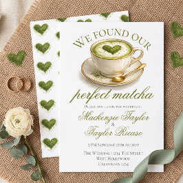 Vi Fann Vår Perfekta Matcha Bröllop Inbjudningar