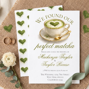 Vi Fann Vår Perfekta Matcha Bröllop Inbjudningar