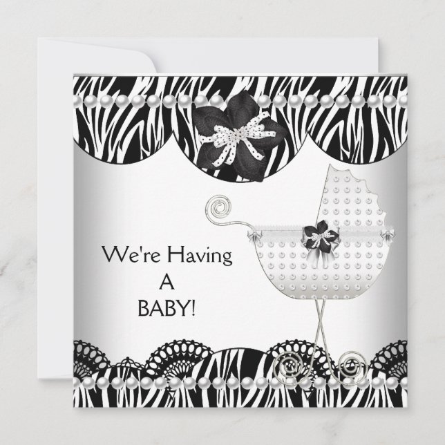 Vi Får En BABY! Svart Vit Zebra Blir Föräldrar Meddelande (Framsida)