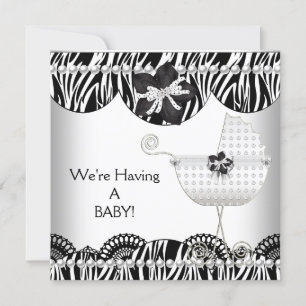 Vi Får En BABY! Svart Vit Zebra Blir Föräldrar Meddelande