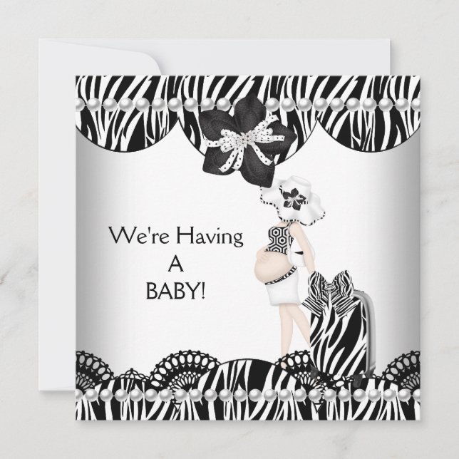 Vi Får En BABY! Svart Vit Zebra Blir Föräldrar Meddelande (Framsida)