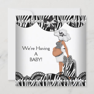 Vi Får En BABY! Svart Vit Zebra Väntar Meddelande
