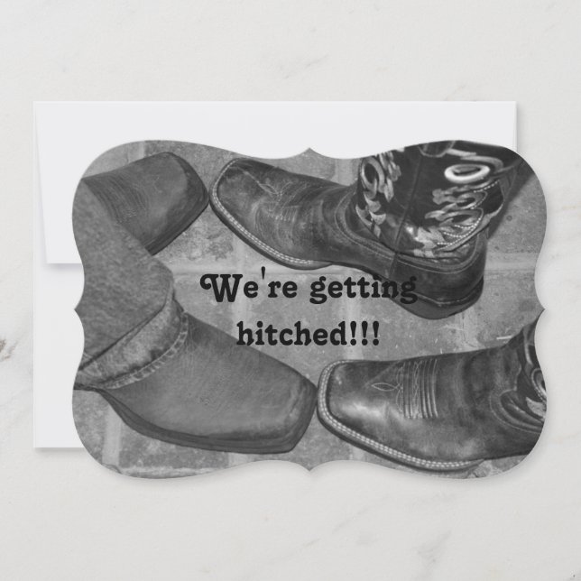 VI FÅR HITCHED! WEDDING-INBJUDANDE INBJUDNINGAR (Framsida)