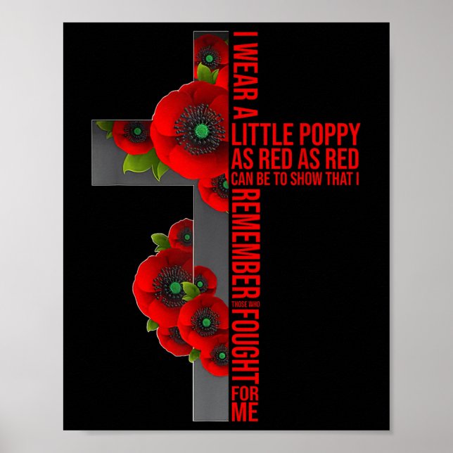 Vi får inte glömma Red Poppy Flower Usa Memorial Poster (Framsidan)