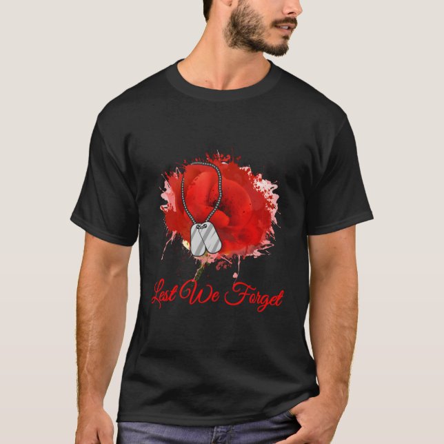 Vi får inte glömma Red Poppy Flower Veterans Memor T Shirt (Framsida)
