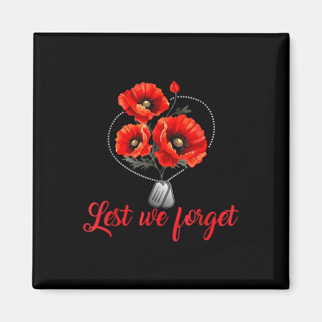 Vi får inte glömma röda vallmoblommor i USA Vetera Magnet (Framsidan)