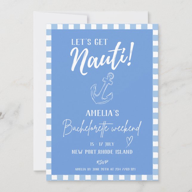 Vi får nauti Blue-kusten Bachelorette-fest Inbjudningar (Framsida)