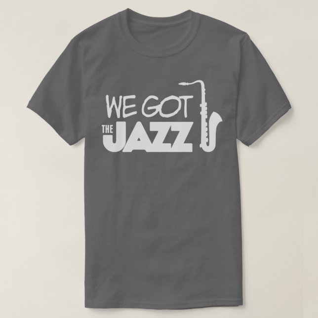 Vi fick den JAZZ vita T Shirt (Design framsida)