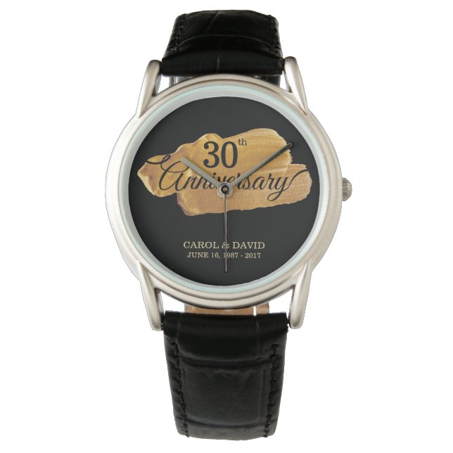 Vi firar 30-årsdagen. Guld Paint. Armbandsur (Framsida)