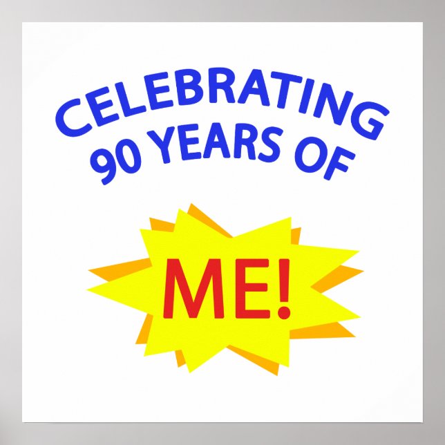 Vi firar 90 år av mig! poster (Framsidan)