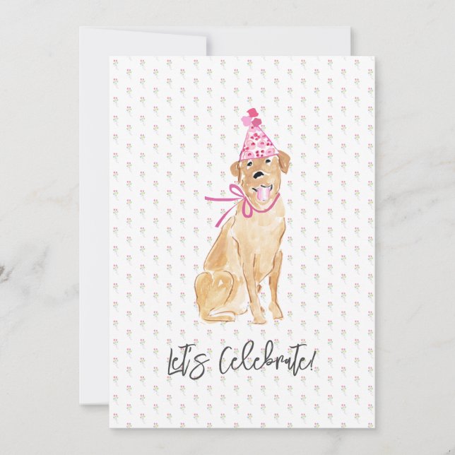 Vi firar! Golden Labrador Hund Hat Balloons (Framsida)