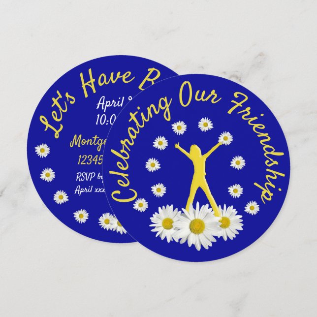 Vi firar vår Vänskap Daisy Brunch Inbjudningar (Fram/baksida)