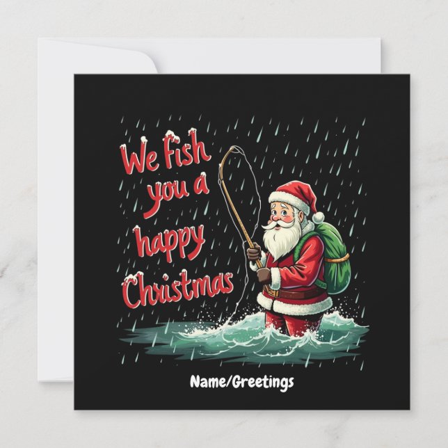 Vi fiskar en glad jul festlig rolighet  inbjudningar (Framsida)