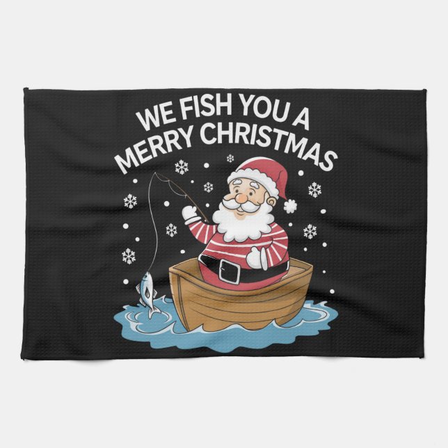 Vi fiskar en God jul-fiskare Kökshandduk (Horisontell)