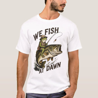 Vi Fiskar I Gryningen Groda Konst Vintage Bas Fisk T Shirt
