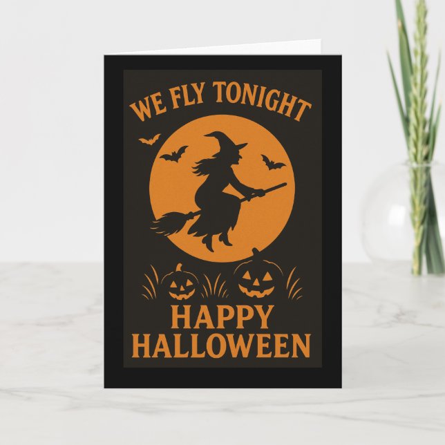 Vi flyger ikväll Halloween Hälsning Card Kort (Framsida)