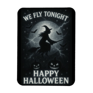 Vi flyger ikväll Platinum/Black Halloween Magnet
