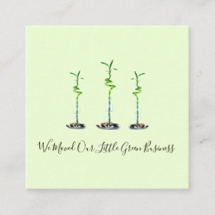 Vi Flyttade Ny Företagsadress Lucky Bamboo Fyrkantigt Visitkort
