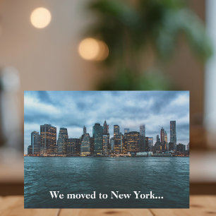 Vi flyttade till New York City Skyline Foto Flytt Meddelande