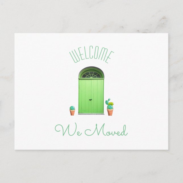 Vi flyttat den nya adress kaktusen för meddelande vykort (Framsida)