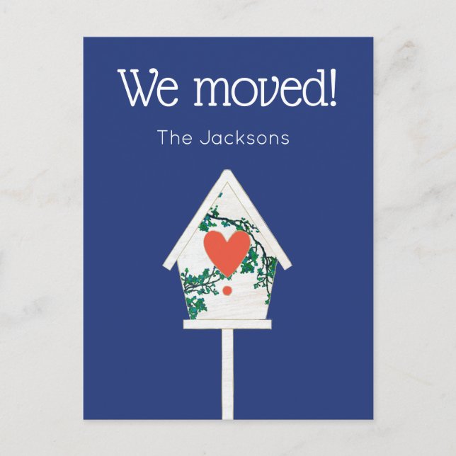 Vi Flyttat fågelhusvykort Vykort (Framsida)