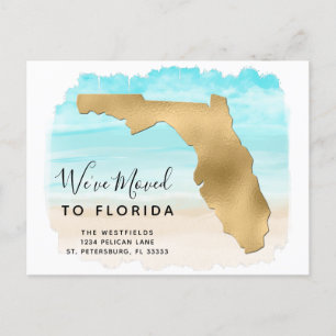 Vi Flyttat Florida Karta Beach Scene Ny adress Meddelande Vykort