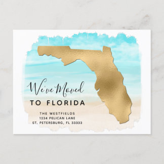 Vi Flyttat Florida Karta Beach Scene Ny adress Meddelande Vykort