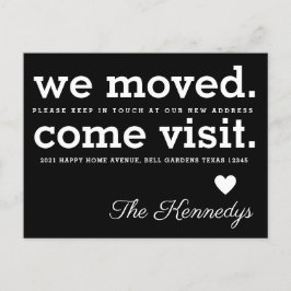 Vi Flyttat Kom Visit Typography Black White Flytta Meddelande Vykort
