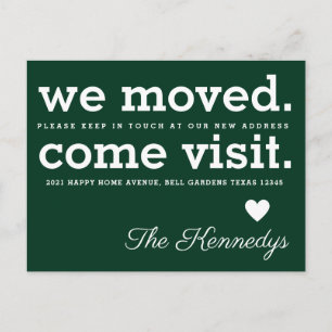Vi Flyttat Kom Visit Typography New Home Grönt Meddelande Vykort