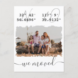 "Vi flyttat" Latitude Longitud Family Photo Flytta Vykort