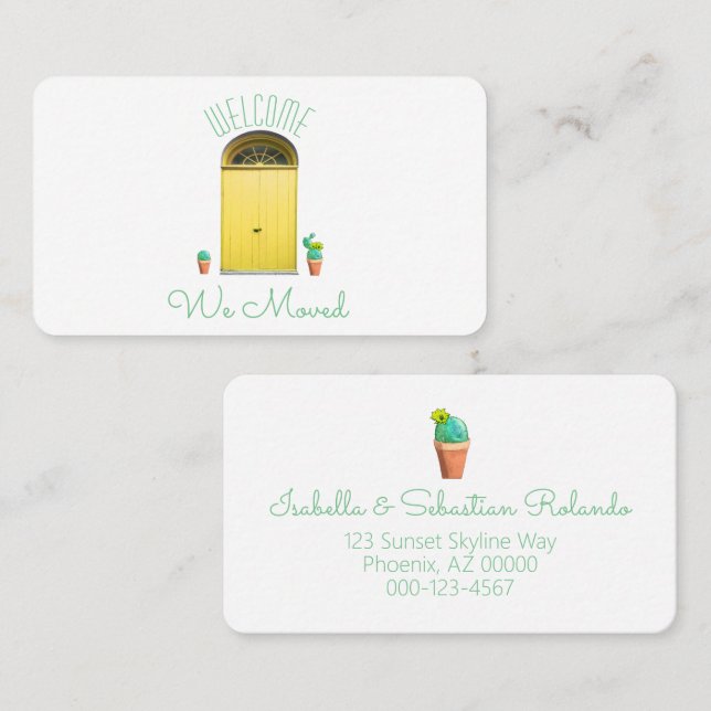 Vi Flyttat meddelande om dörrkaktus för sydvästra  (Fram/baksida)