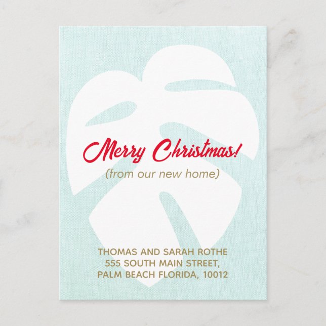 Vi Flyttat Monstera Tropical Löv jul Postca Vykort (Framsida)