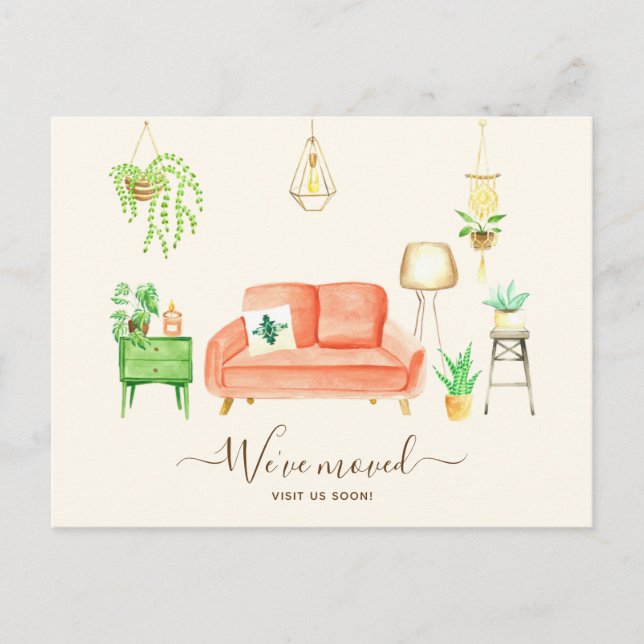 Vi Flyttat Ny adress Cute Boho Insida Home Helg Vykort (Framsida)
