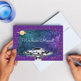 Vi flyttat - roligt UFO Vykort