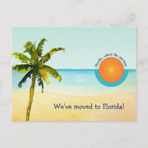 Vi Flyttat till Florida Beach Scene Byte av Adress Meddelande Vykort