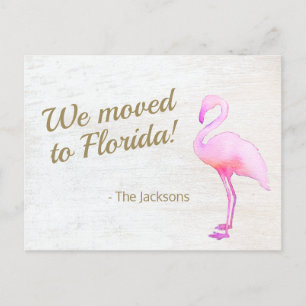 Vi Flyttat till Florida Flamingo-vykort Vykort