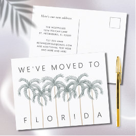Vi Flyttat till Florida Handflatan Träd Ny adress Meddelande Vykort